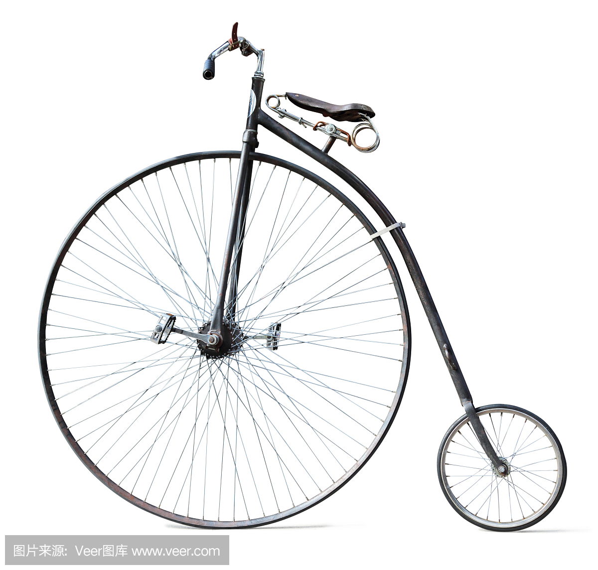古董自行車孤立在白色上