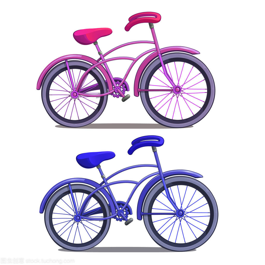 孤立在白色背景上的粉色和藍色自行車?？ㄍL格的矢量圖